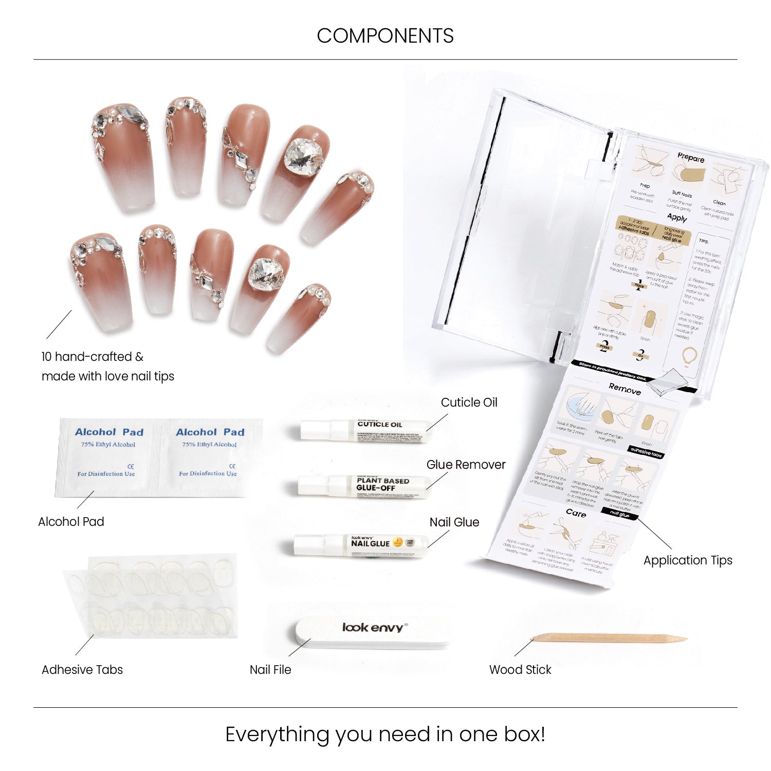 Handmade Almond-Shaped Nail Art Nude Gradient Luxury Swarovski Crystals Decor Press On Nails Nail Supplies