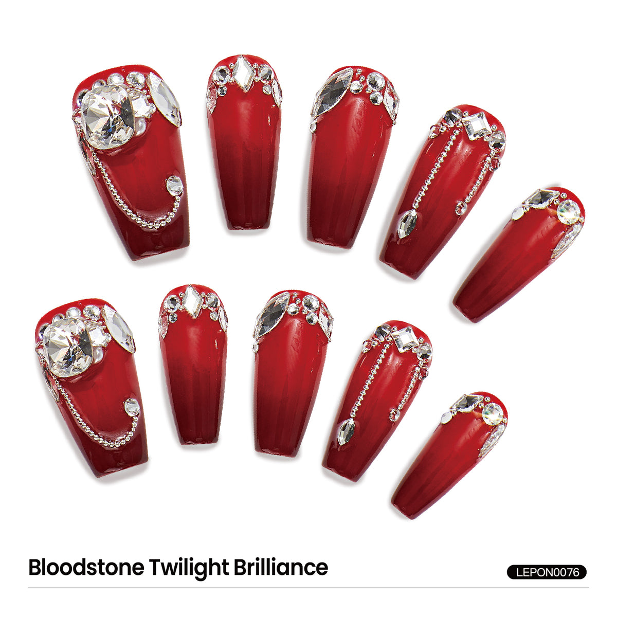 Elegant Red 3D Crystal Nail Festoon