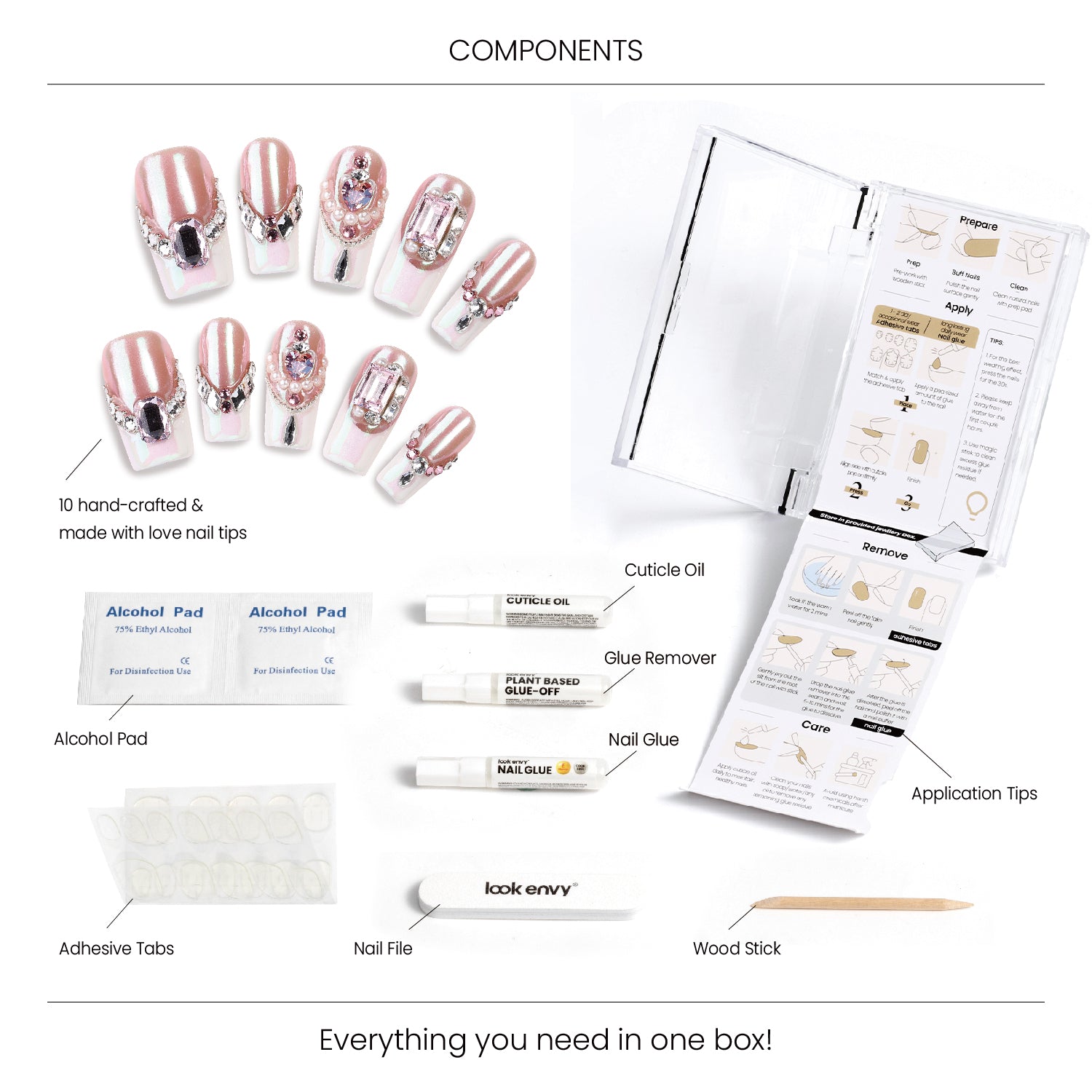 Handmade Nail Art Medium Square-Shaped Full Luxury Swarovski Crystals Decor Press-On Nails